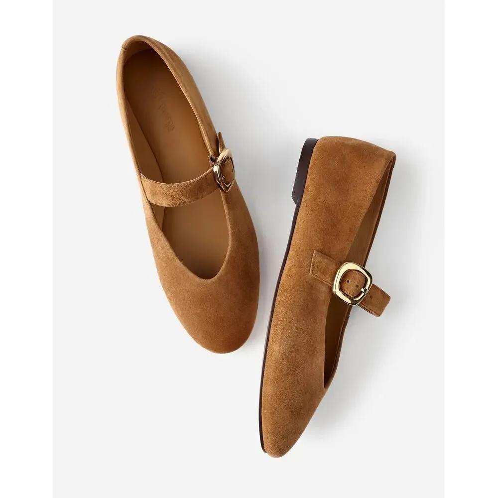 Madewell The Remy Mary Jane Flat Shoe Leather Comfort Dried Acorn Size 8 NWOB